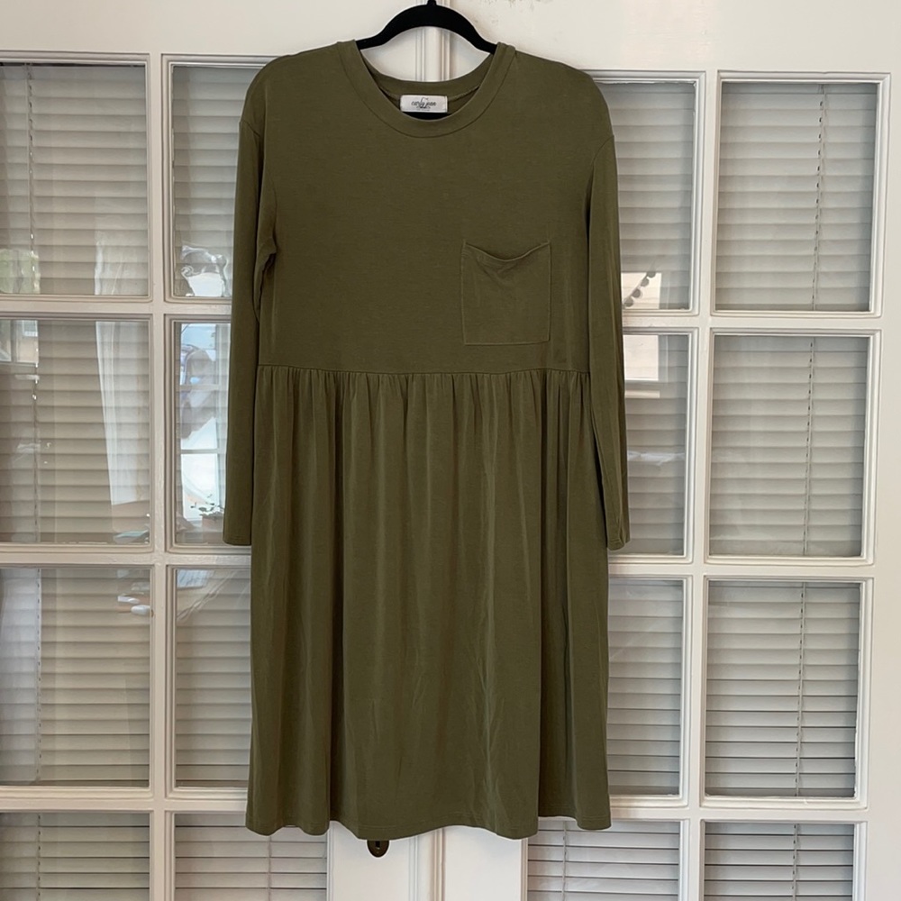 Olive Green Long Sleeve Dress
